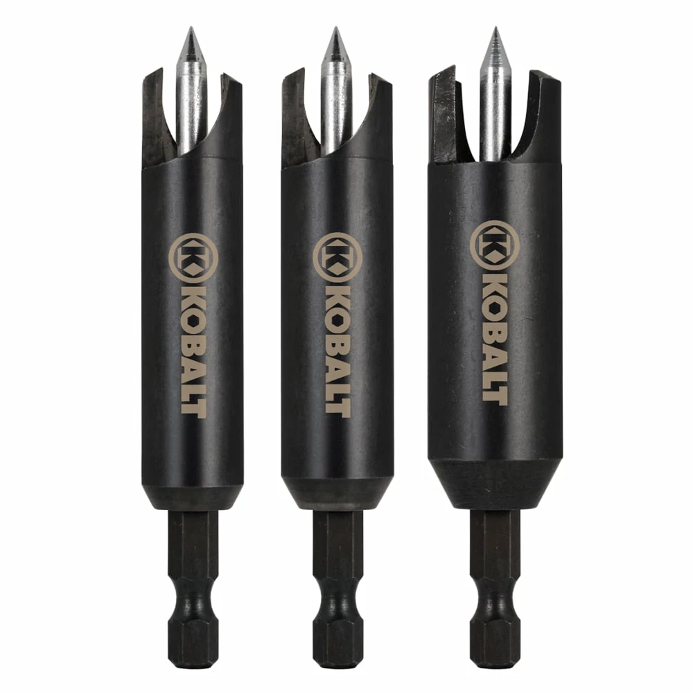 Kobalt Woodboring Drill Bits 3-Piece Assorted Woodboring Plug Cutters Drill Bit Set 1 Kobalt Woodboring Drill Bits 3-Piece Assorted Woodboring Plug Cutters Drill Bit Set
