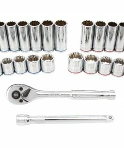 Kobalt Mechanics Tool Sets 40-Piece Standard (SAE) and Metric Combination Polished Chrome Mechanics Tool Set (3/8-in)