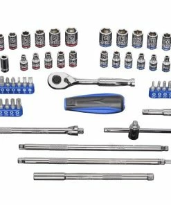 Kobalt Mechanics Tool Sets Specialized Extensions 63-Piece Standard (SAE) and Metric Combination Polished Chrome Mechanics Tool Set (1/4-in)