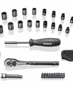 Kobalt Mechanics Tool Sets Universal 67-Piece Standard (SAE) and Metric Combination Matte Mechanics Tool Set (3/8-in)