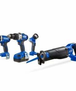Kobalt Power Tool Combo Kits 4-Tool 24-Volt Max Brushless Power Tool Combo Kit with Soft Case (1-Battery Included and Charger Included) -Household Tools Shop 08796438