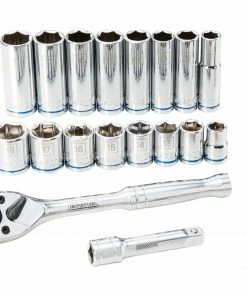 Kobalt Mechanics Tool Sets 19-Piece Metric Polished Chrome Mechanics Tool Set (3/8-in)