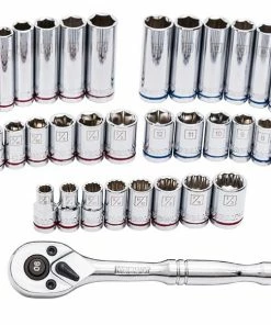 Kobalt Mechanics Tool Sets 129-Piece Standard (SAE) and Metric Combination Polished Chrome Mechanics Tool Set (1/4-in; 3/8-in) -Household Tools Shop 09935437