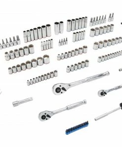 Kobalt Mechanics Tool Sets 154-Piece Standard (SAE) and Metric Combination Polished Chrome Mechanics Tool Set (1/4-in; 3/8-in) -Household Tools Shop 10182276 scaled