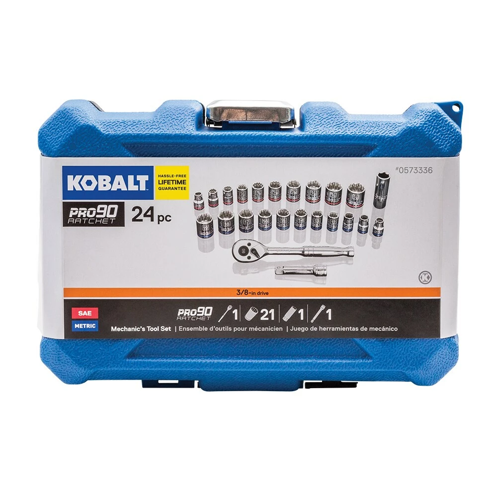 Kobalt Mechanics Tool Sets 24-Piece Standard (SAE) and Metric Combination Polished Chrome Mechanics Tool Set (3/8-in) 7 Kobalt Mechanics Tool Sets 24-Piece Standard (SAE) and Metric Combination Polished Chrome Mechanics Tool Set (3/8-in) - Image 7