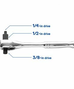 Kobalt Mechanics Tool Sets 64-Piece Standard (SAE) and Metric Combination Polished Chrome Mechanics Tool Set (1/4-in; 3/8-in; 1/2-in;) -Household Tools Shop 10409015