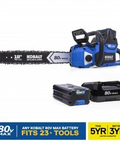 Kobalt Cordless Electric Chainsaws 80-Volt Max 18-in Brushless Cordless Electric Chainsaw 5 Ah (Battery & Charger Included)
