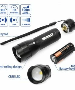Kobalt Flashlights 300-Lumen LED Flashlight (Battery Included) -Household Tools Shop 15518068