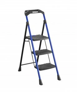 Kobalt Step Stools 3-Step 300-lb Capacity Black Steel Foldable Step Stool -Household Tools Shop 17787986