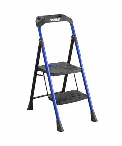Kobalt Step Stools 2-Step 300-lb Capacity Black Steel Foldable Step Stool -Household Tools Shop 17788041