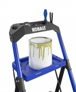 Kobalt Step Stools 3-Step 300-lb Capacity Black Steel Foldable Step Stool -Household Tools Shop 17788344
