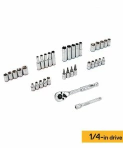 Kobalt Mechanics Tool Sets 154-Piece Standard (SAE) and Metric Combination Polished Chrome Mechanics Tool Set (1/4-in; 3/8-in) -Household Tools Shop 42182652