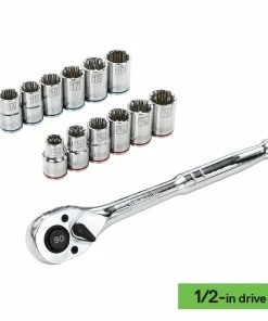 Kobalt Mechanics Tool Sets 154-Piece Standard (SAE) and Metric Combination Polished Chrome Mechanics Tool Set (1/4-in; 3/8-in) -Household Tools Shop 42182654