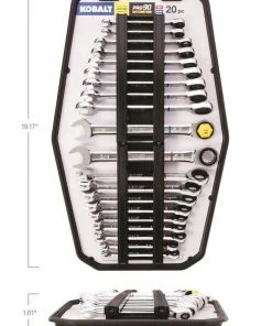 Kobalt Ratchet Wrenches & Sets In Tray with Removable Rails 20-Piece Set 12-Point Standard (SAE) and Metric Combination Ratchet Wrench Set -Household Tools Shop 42336145