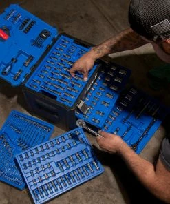 Kobalt Mechanics Tool Sets 250-Piece Standard (SAE) and Metric Combination Polished Chrome Mechanics Tool Set (1/4-in; 3/8-in) -Household Tools Shop 42702396 scaled