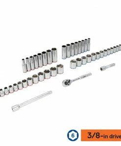 Kobalt Mechanics Tool Sets 135-Piece Standard (SAE) and Metric Combination Polished Chrome Mechanics Tool Set (1/4-in; 3/8-in) -Household Tools Shop 44317390