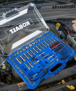 Kobalt Mechanics Tool Sets 135-Piece Standard (SAE) and Metric Combination Polished Chrome Mechanics Tool Set (1/4-in; 3/8-in) -Household Tools Shop 44317392 scaled