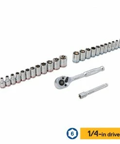 Kobalt Mechanics Tool Sets 135-Piece Standard (SAE) and Metric Combination Polished Chrome Mechanics Tool Set (1/4-in; 3/8-in) -Household Tools Shop 44317393