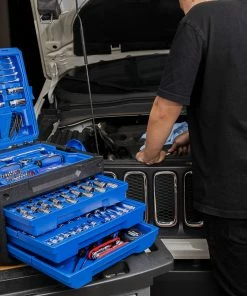 Kobalt Mechanics Tool Sets 243-Piece Standard (SAE) and Metric Combination Polished Chrome Mechanics Tool Set (1/4-in; 3/8-in) -Household Tools Shop 44474237 scaled