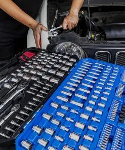 Kobalt Mechanics Tool Sets 309-Piece Standard (SAE) and Metric Combination Polished Chrome Mechanics Tool Set (1/4-in; 3/8-in) -Household Tools Shop 45006291 scaled