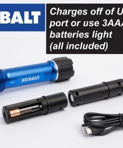 Kobalt Flashlights 350-Lumen LED Rechargeable Flashlight -Household Tools Shop 45365867 scaled