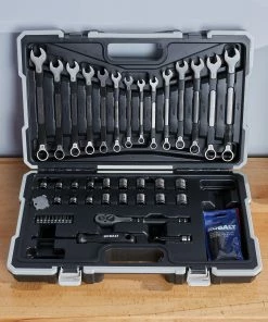 Kobalt Mechanics Tool Sets Universal 67-Piece Standard (SAE) and Metric Combination Matte Mechanics Tool Set (3/8-in) -Household Tools Shop 45373526
